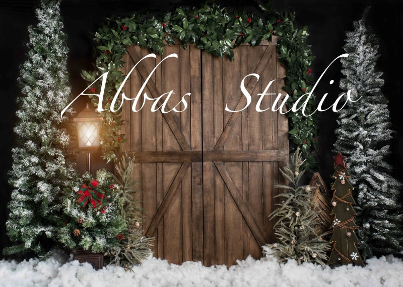 Kate Christmas Outside Dark Barn Door Backdrop Designed by Abbas Studio