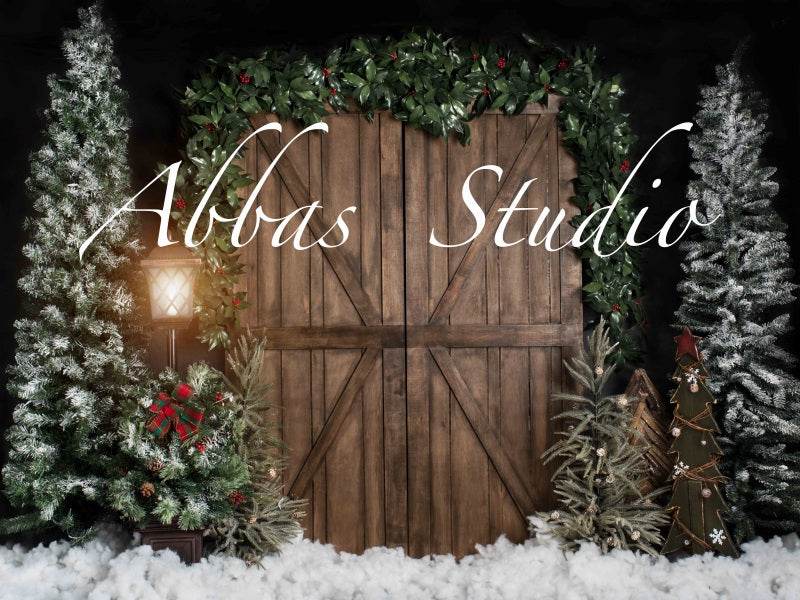 Kate Christmas Outside Dark Barn Door Backdrop Designed by Abbas Studio