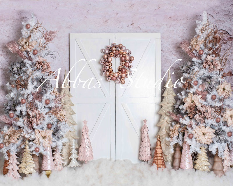 Kate Christmas Pink with White Barn Door Backdrop Designed by Abbas Studio