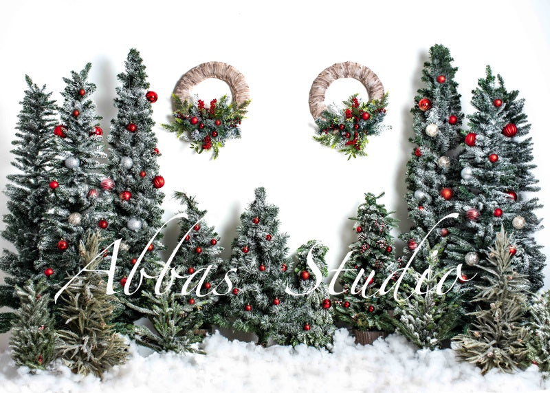 Kate Christmas White Wall Tree Wreath Backdrop Designed by Abbas Studio