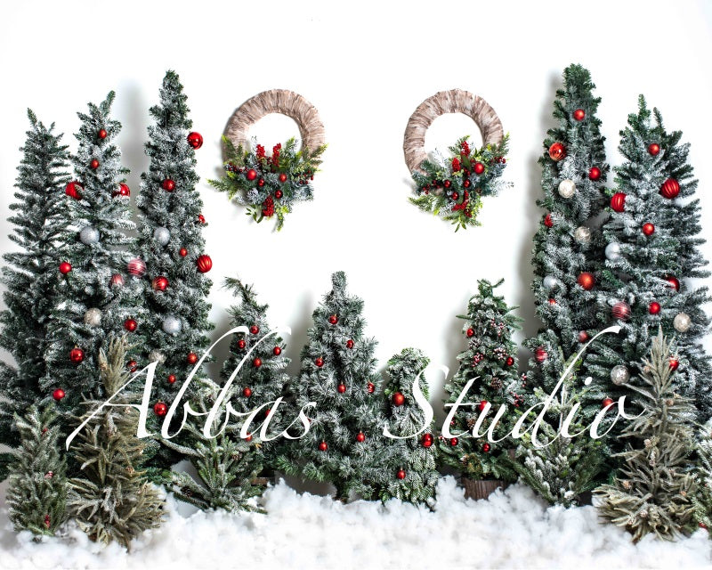 Kate Christmas White Wall Tree Wreath Backdrop Designed by Abbas Studio