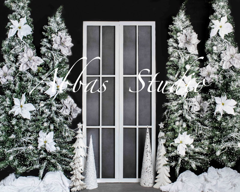 Kate Christmas Silver Large Window Backdrop Designed by Abbas Studio