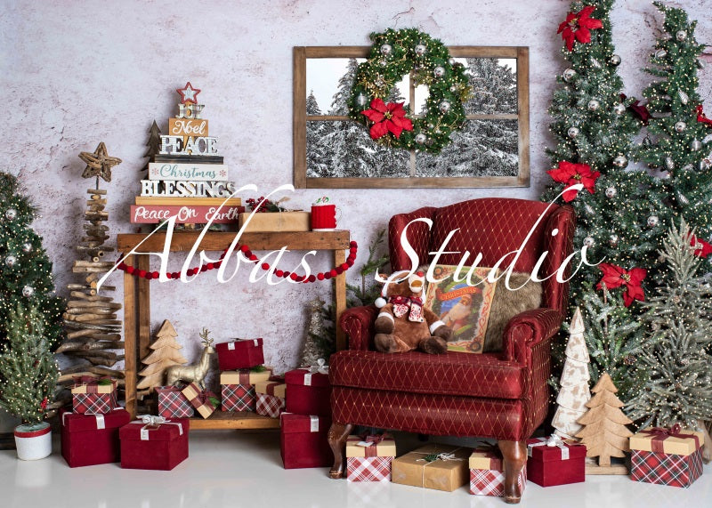 Kate Christmas Santa's Livingroom Chair Backdrop Designed by Abbas Studio