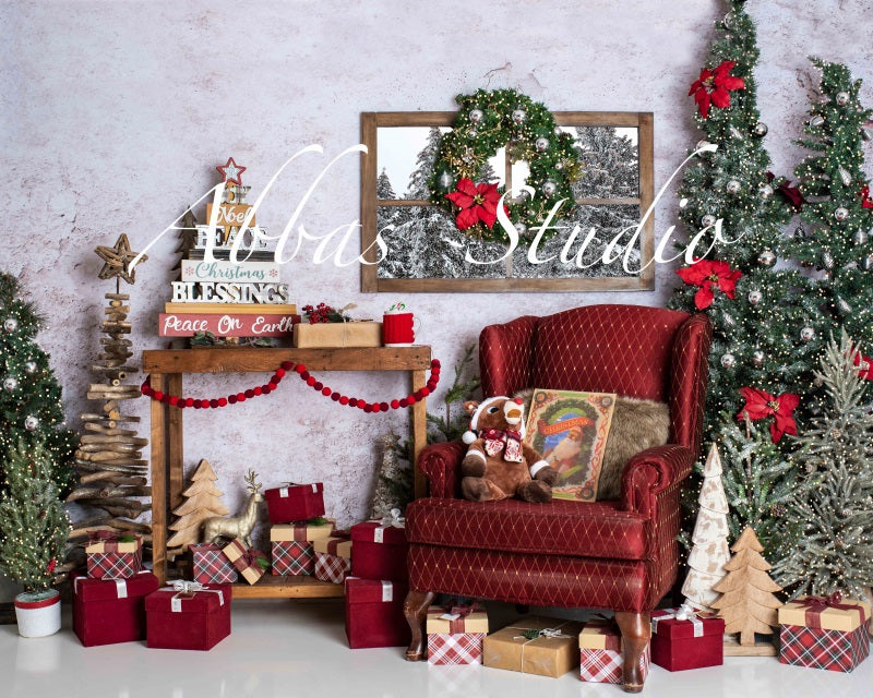 Kate Christmas Santa's Livingroom Chair Backdrop Designed by Abbas Studio