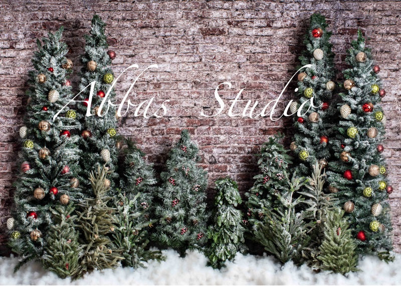 Kate Christmas Brick Wall Trees Backdrop Designed by Abbas Studio