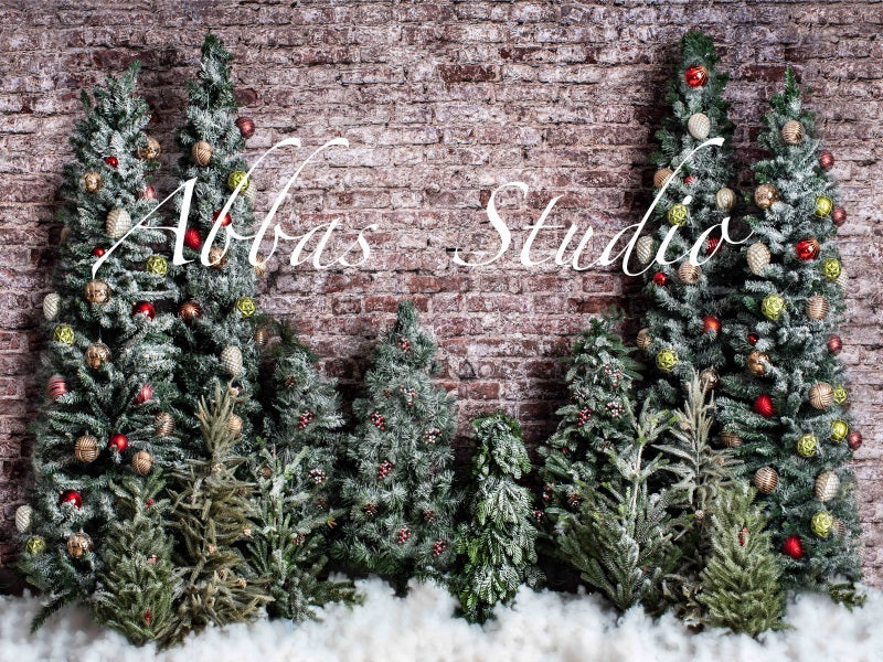 Kate Christmas Brick Wall Trees Backdrop Designed by Abbas Studio