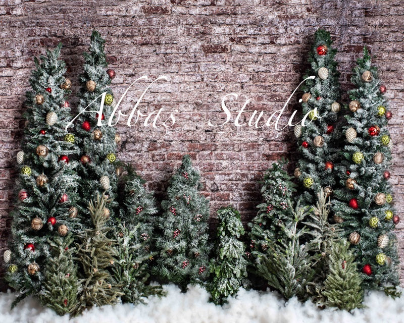 Kate Christmas Brick Wall Trees Backdrop Designed by Abbas Studio