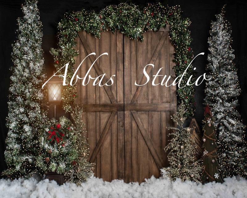 Kate Christmas Barn Door With Lights Backdrop Designed by Abbas Studio