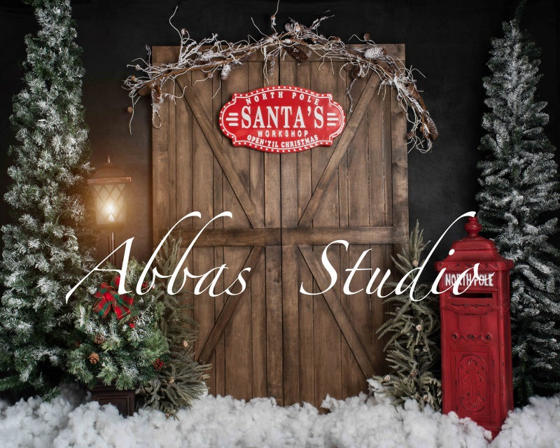 Kate Christmas Santa's Workshop Door Backdrop Designed by Abbas Studio