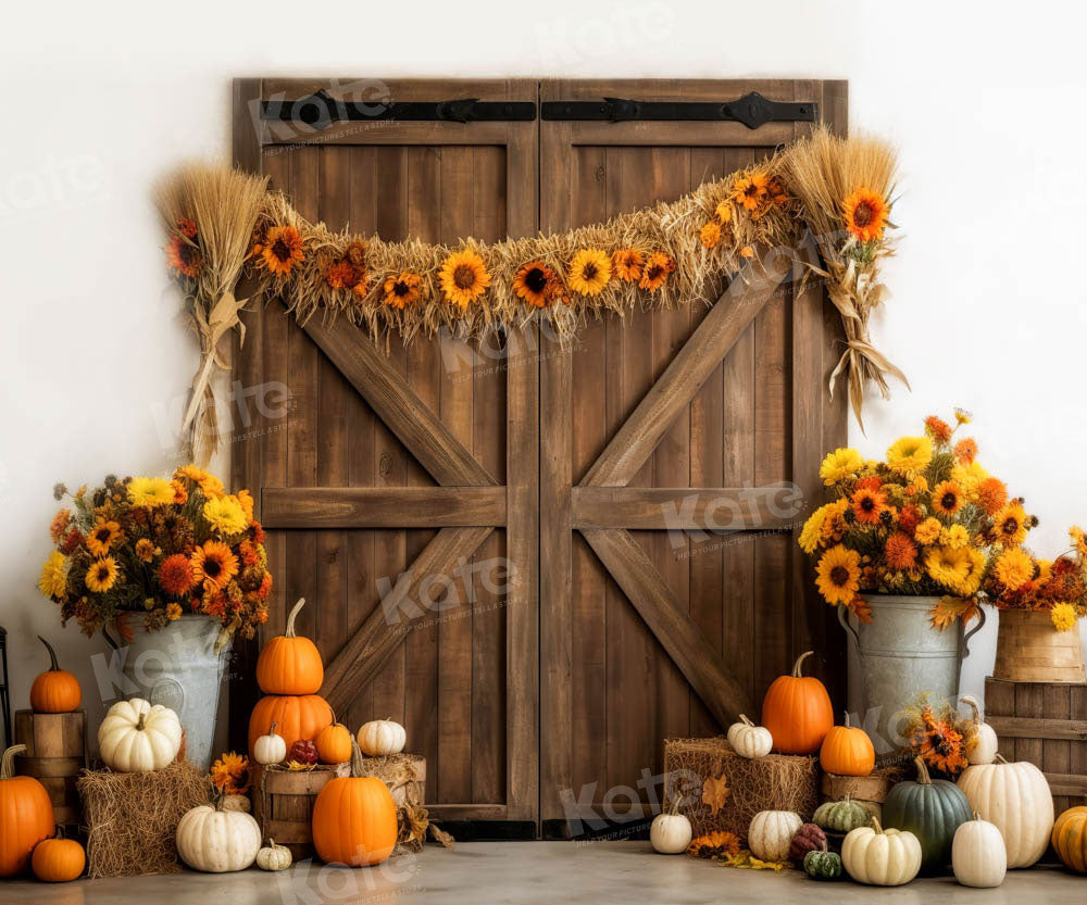 Pintura al óleo cálida de otoño con un fondo de granero de calabaza diseñada por Chain Photography.