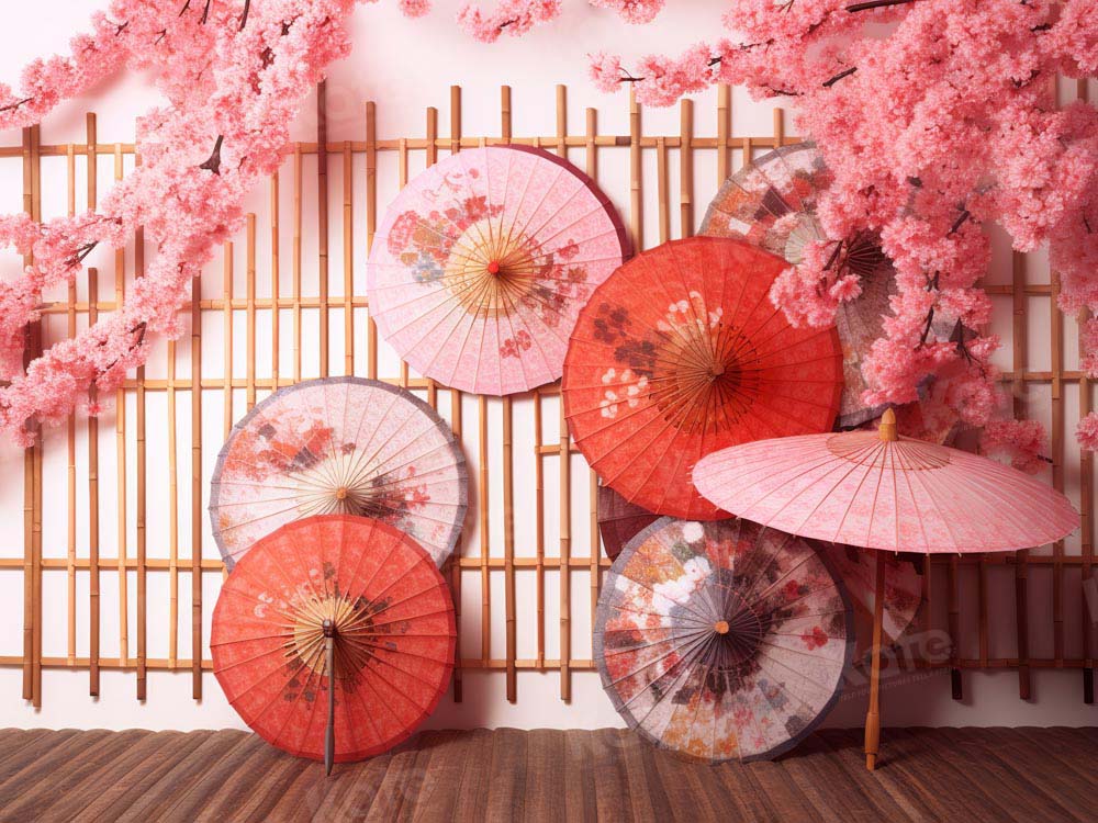 Fondo de paraguas rosado de estilo japonés diseñado por Chain Photography