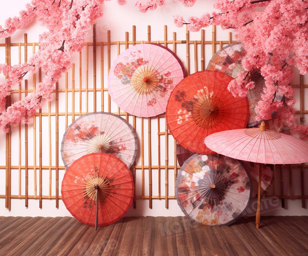 Fondo de paraguas rosado de estilo japonés diseñado por Chain Photography