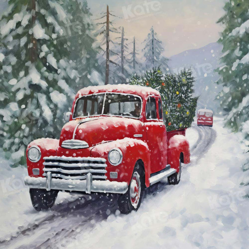 Kate Christmas Tree Outdoor Winter Red Car Backdrop Designed by Chain