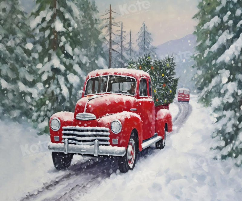 Kate Christmas Tree Outdoor Winter Red Car Backdrop Designed by Chain