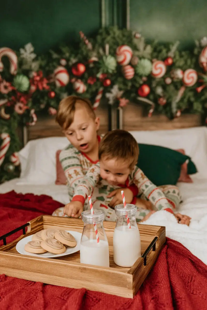Intestazione del pannello del pannello del letto a bastoncino di zucchero natalizio progettato da Mandy Ringe Photography