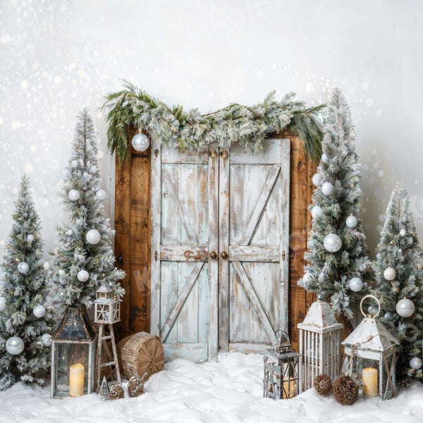 Kate Christmas Barn Door Tree in Snow Backdrop Designed by Emetselch