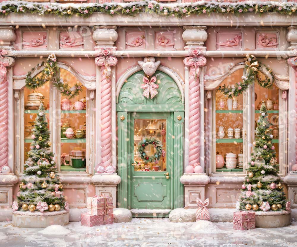 Kate Christmas Pink Store Backdrop Designed by Chain Photography