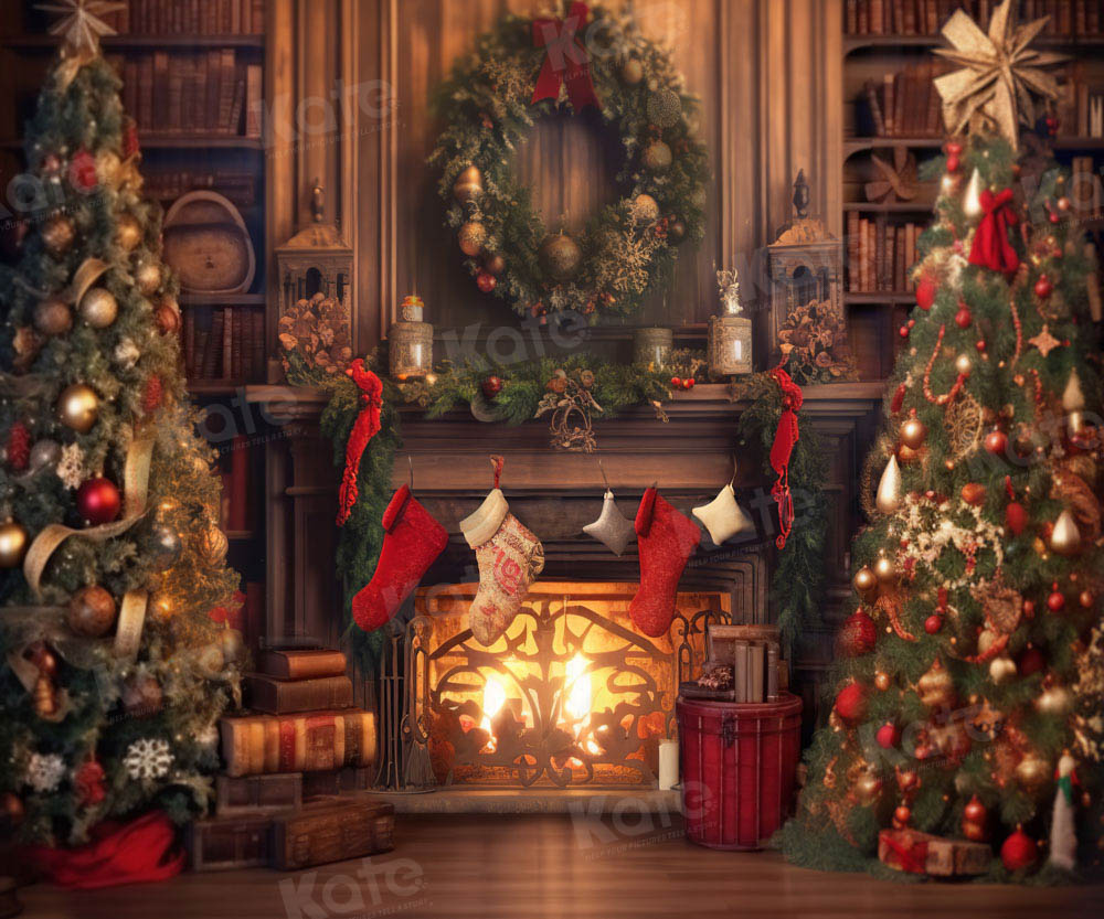 Cool Christmas Balls Fireplace Background For PowerPoint, Google Slide  Templates - PPT Backgrounds