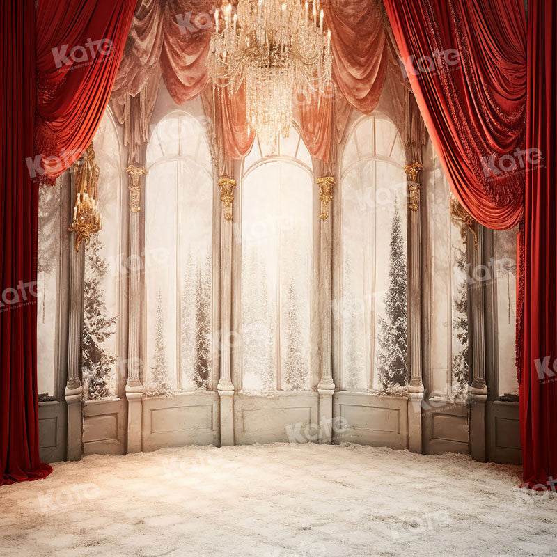 10x8ft Red Carpet and Stage Party Curtains Photo Background Vinyl Backdrops