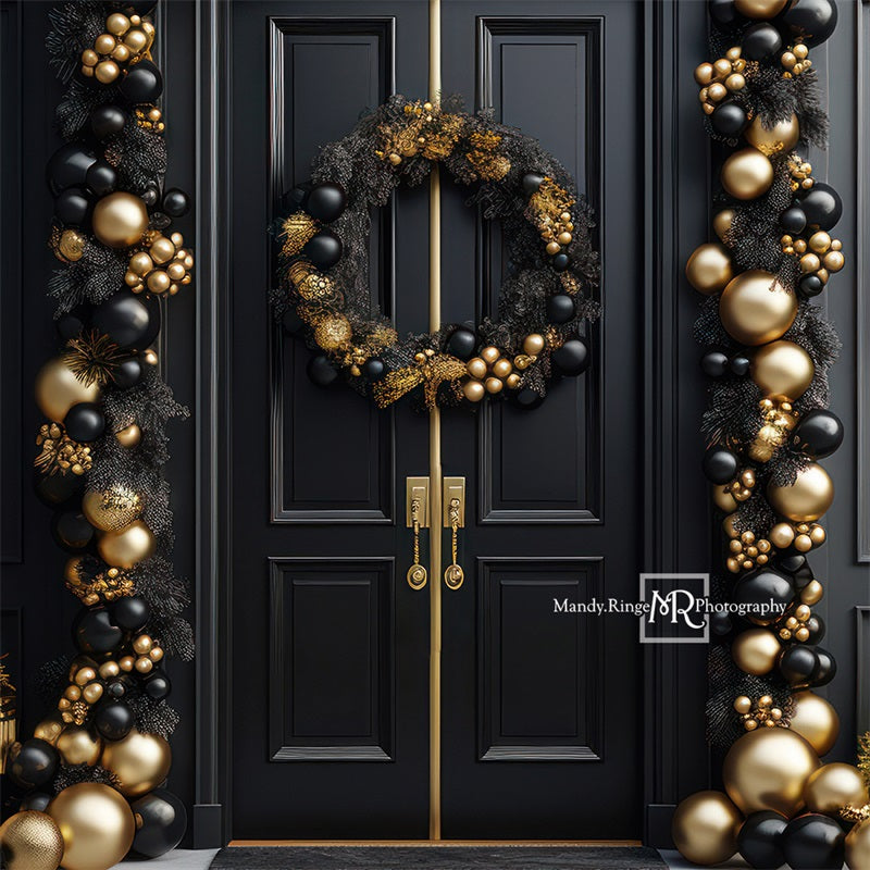 Elegant cheapest Black and Gold Door Wreath