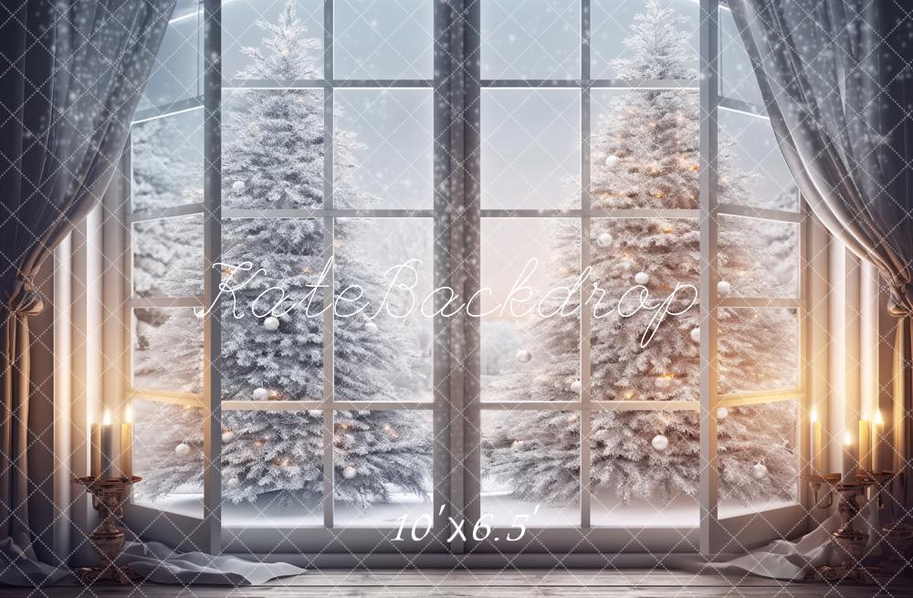 Kate Winter Christmas Window Tree Backdrop Designed by Chain Photography