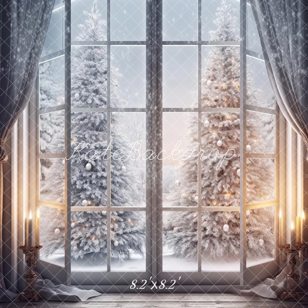 Kate Winter Christmas Window Tree Backdrop Designed by Chain Photography