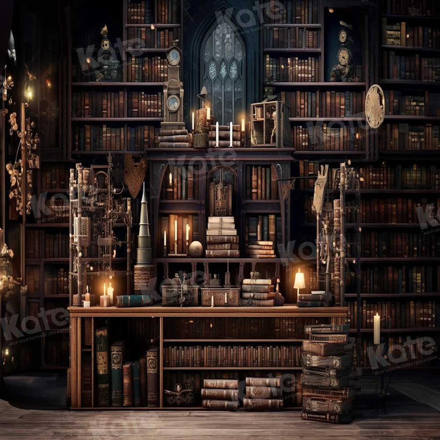 Kate Back to School Bookshelf Magic World Backdrop Designed by Chain P