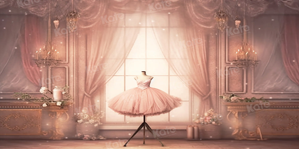 Modepop Roze Kamer Balletjurk Achtergrond Ontworpen door Chain Fotografie