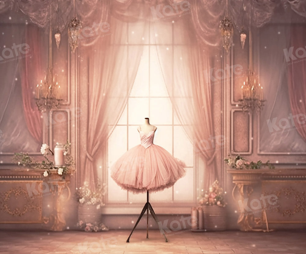 Bambola di moda Stanza rosa Abito da ballo Sfondo progettato da Chain Photography