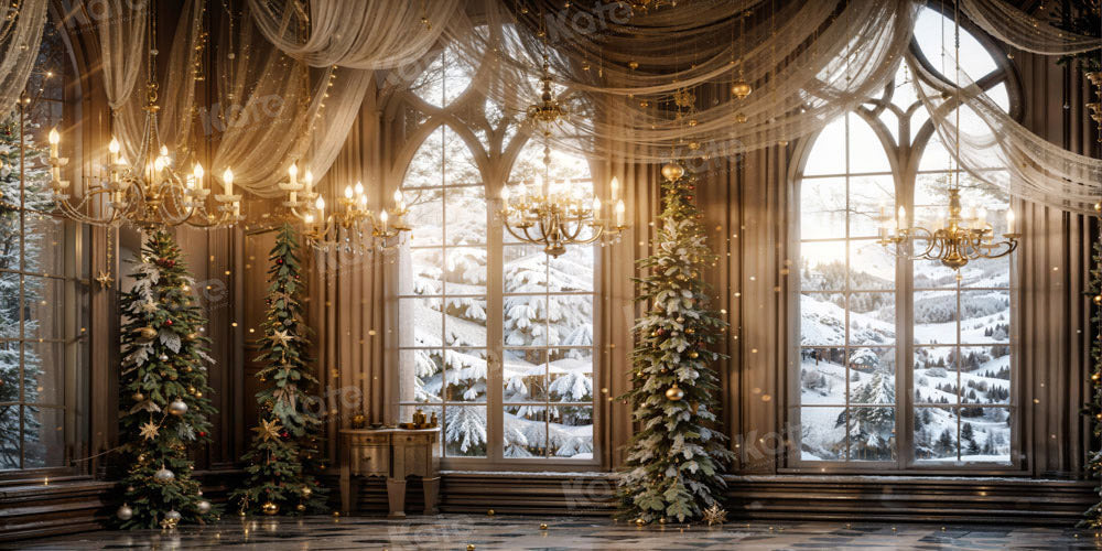 Fondo de escenario elegante de sala de navidad diseñado por Emetselch