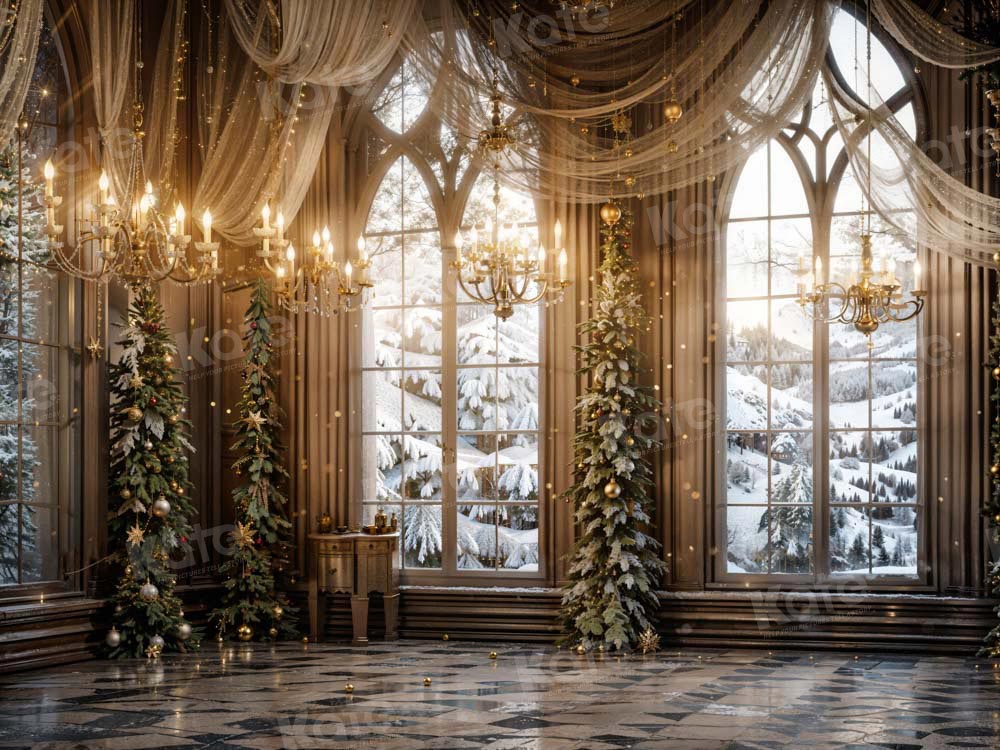 Fondo de escenario elegante de sala de navidad diseñado por Emetselch