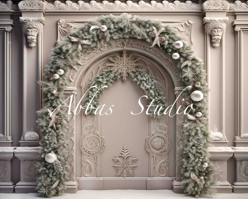 Kate Beautiful Taupe Fancy Wall With Christmas Garland Backdrop Designed by Abbas Studio