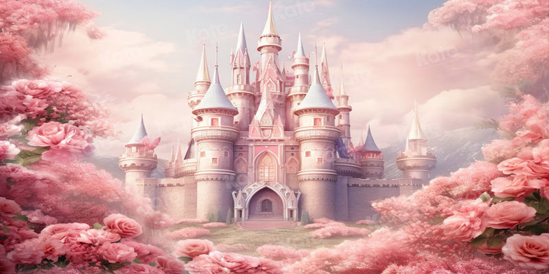 Kate Pink Fantasy Flower Castle Backdrop for Photography