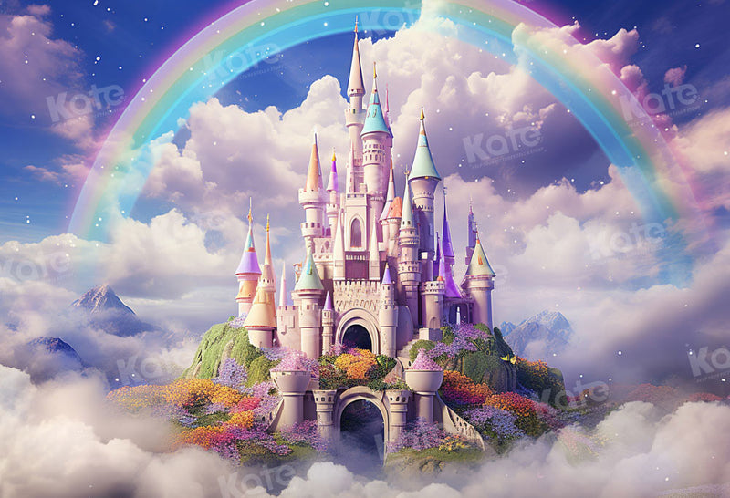 Kate Fantasy Magic Castle Rainbow Cloud Purple Backdrop Designed by Em