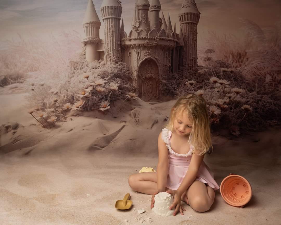 Kate Summer Dreamy Beach Sandcastle Backdrop Designed by Angela Miller