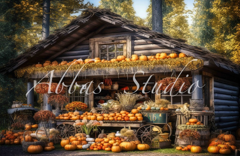 Kate Autumn Pumpkin Harvest Old Store Backdrop Designed by Abbas Studio