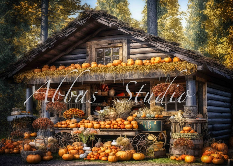 Kate Autumn Pumpkin Harvest Old Store Backdrop Designed by Abbas Studio