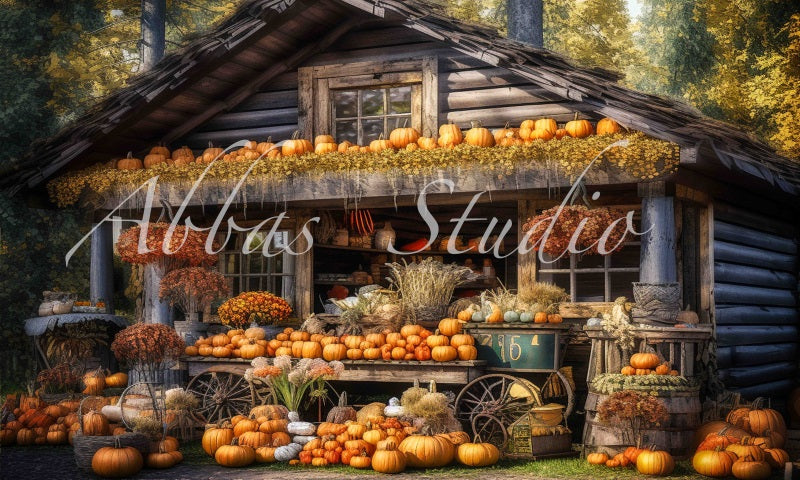 Kate Autumn Pumpkin Harvest Old Store Backdrop Designed by Abbas Studio