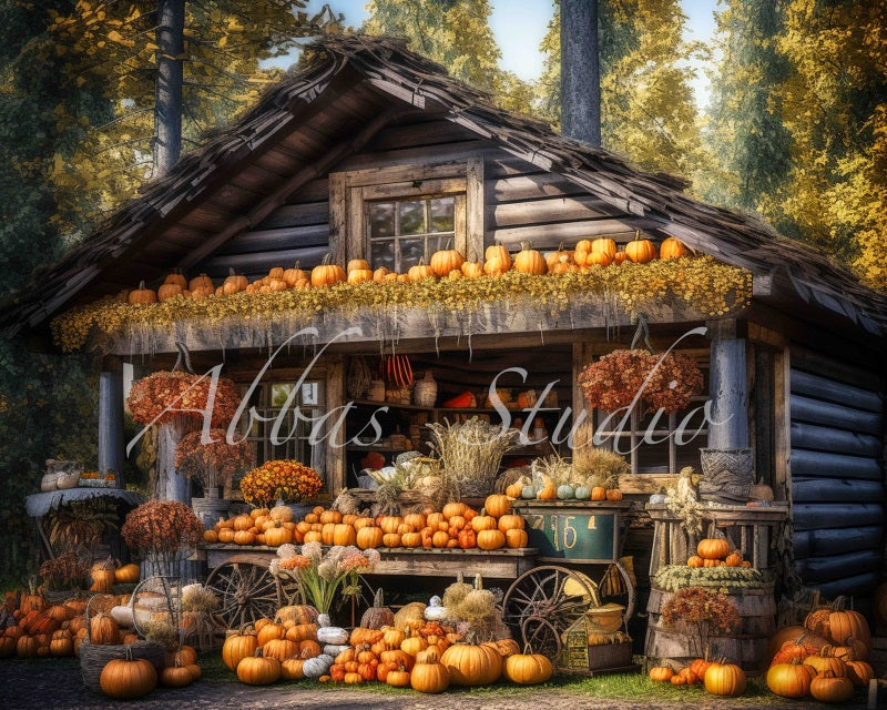 Kate Autumn Pumpkin Harvest Old Store Backdrop Designed by Abbas Studio