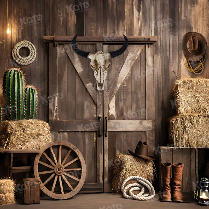 Kate Autumn Fall Wildwest Cow Backdrop for Photography