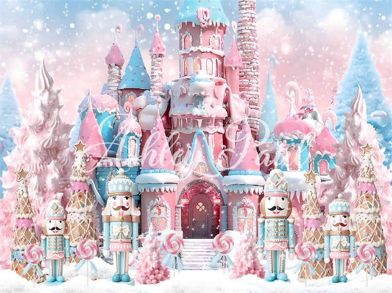 Sfondo Castello Schiaccianoci Rosa di Natale Invernale Progettato da Ashley Paul