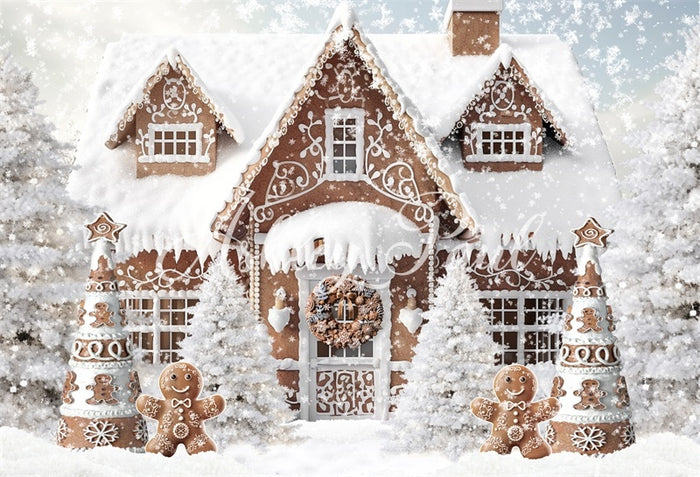 Kate Winter Christmas Gingerbread House Baking Cookies Backdrop Design