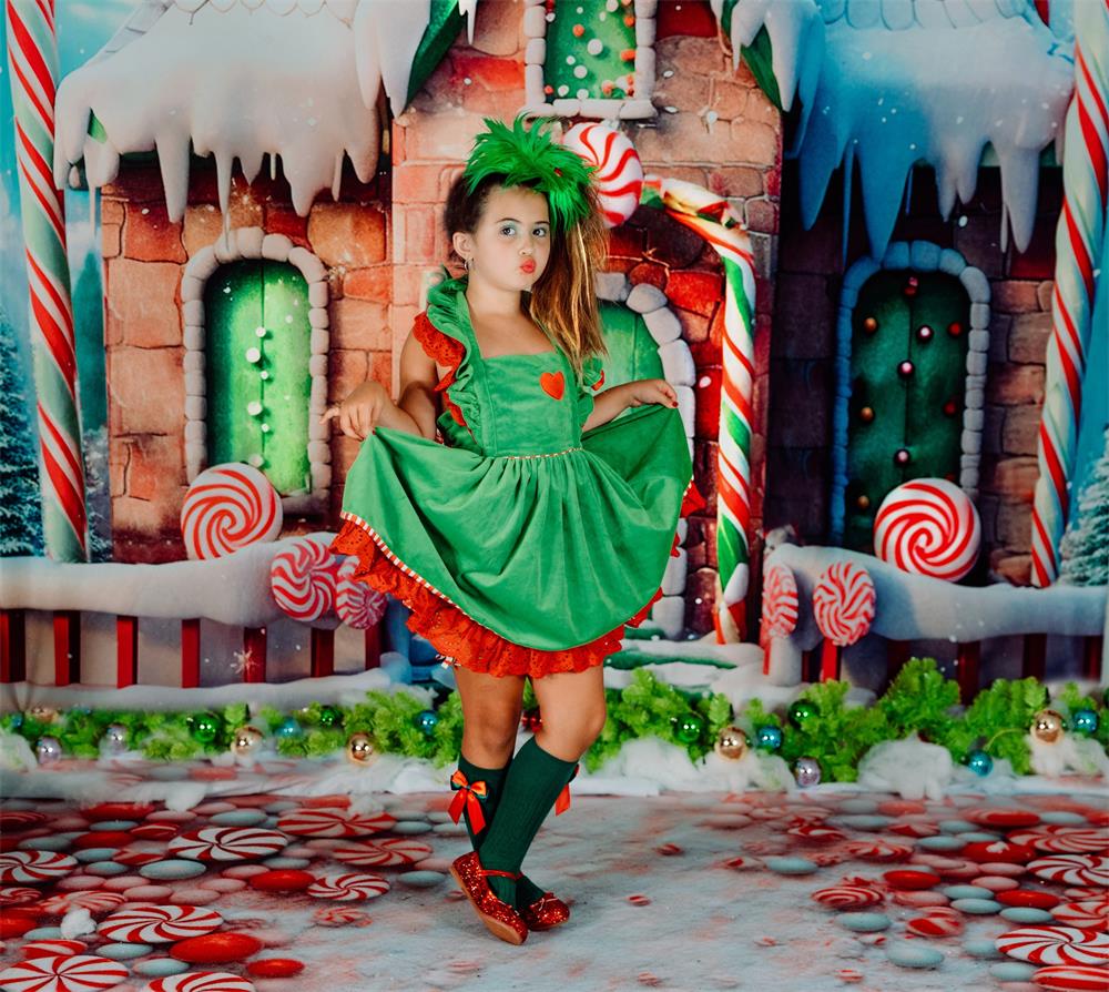 Kate Christmas Winter Candy House Backdrop Designed by Emetselch