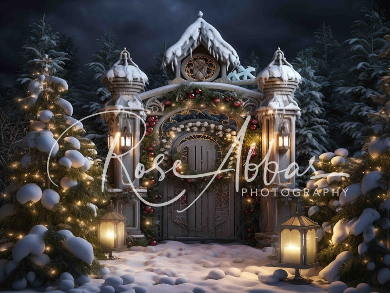 Kate Holiday Garden Gate Christmas Backdrop Designed By Rose Abbas