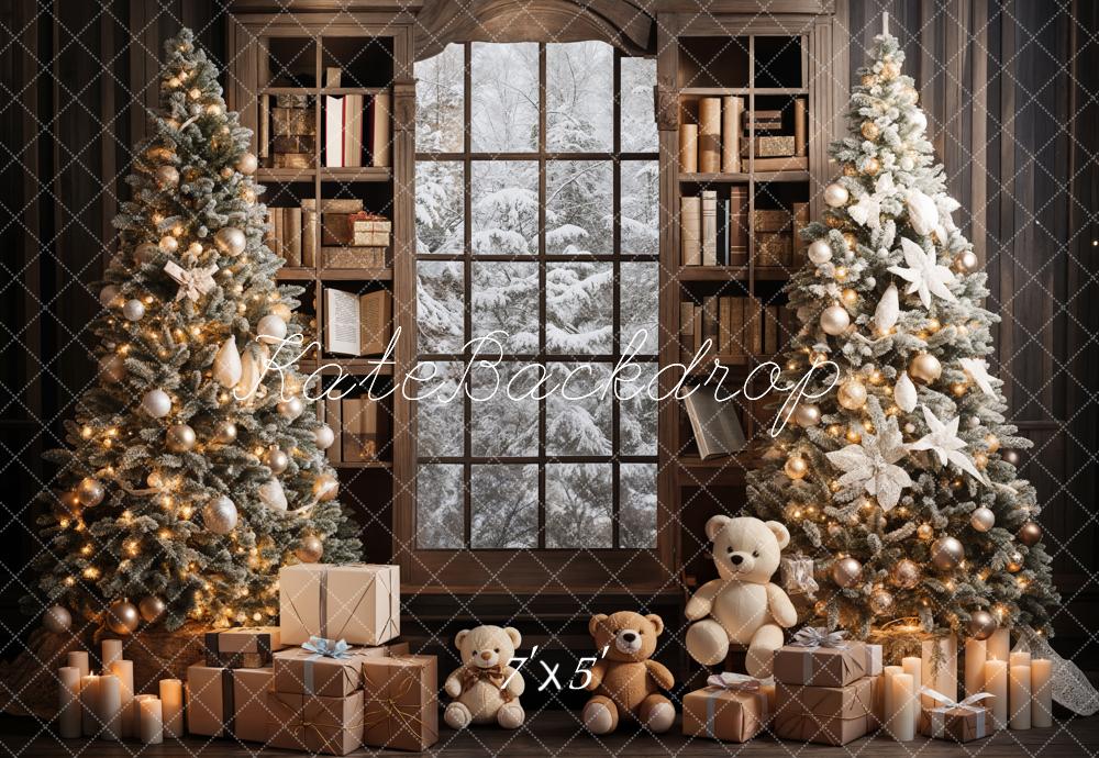 Kate Christmas Window Tree Teddy Bear Book Backdrop Designed by Emetselch