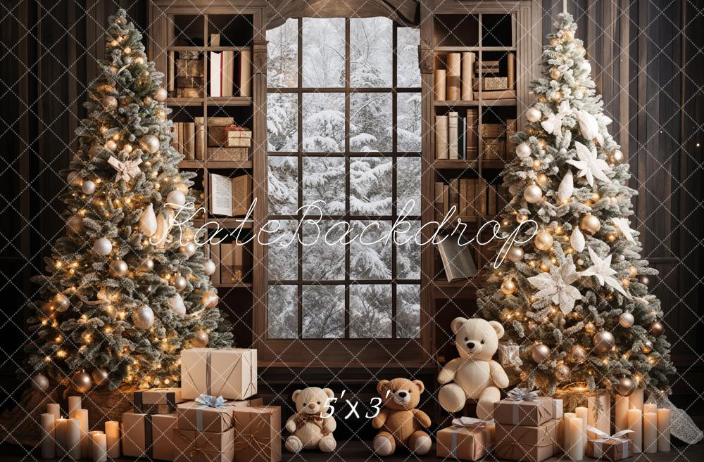 Kate Christmas Window Tree Teddy Bear Book Backdrop Designed by Emetselch