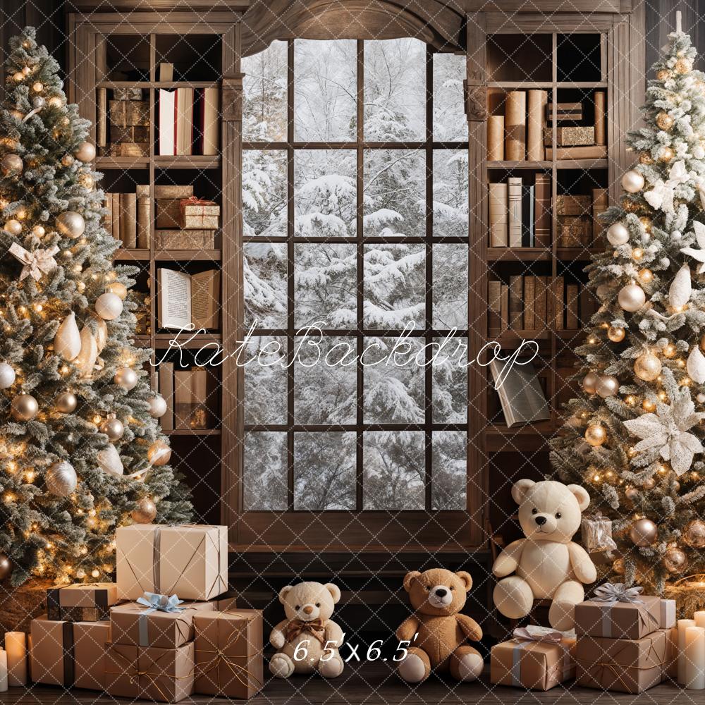 Kerst Raamboom Teddybeer Boek Foto Achtergrond Ontworpen door Emetselch