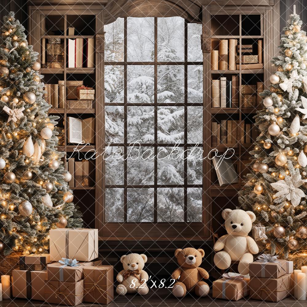 Kerst Raamboom Teddybeer Boek Foto Achtergrond Ontworpen door Emetselch