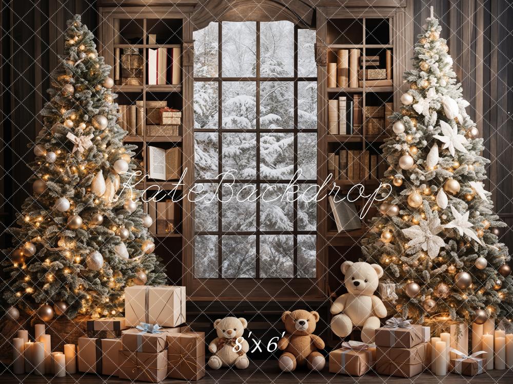 Kate Christmas Window Tree Teddy Bear Book Backdrop Designed by Emetselch