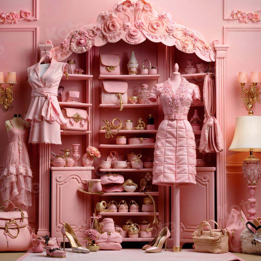 Sfondo della stanza rosa per la bambola di moda progettato da Emetselch